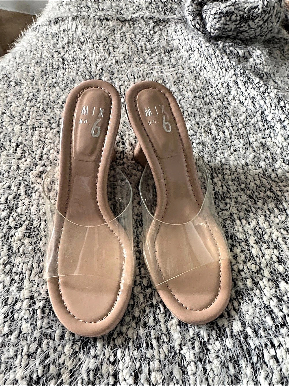 Mix No. 6 Clear Strap Wedge Sandals in Pink US